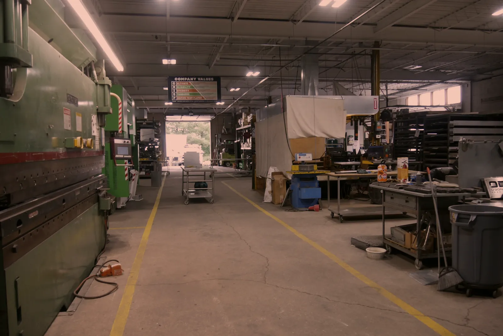 Cincinnati press brake on the O'Donnell Metal Fab shop floor, bending and forming service in Norristown PA